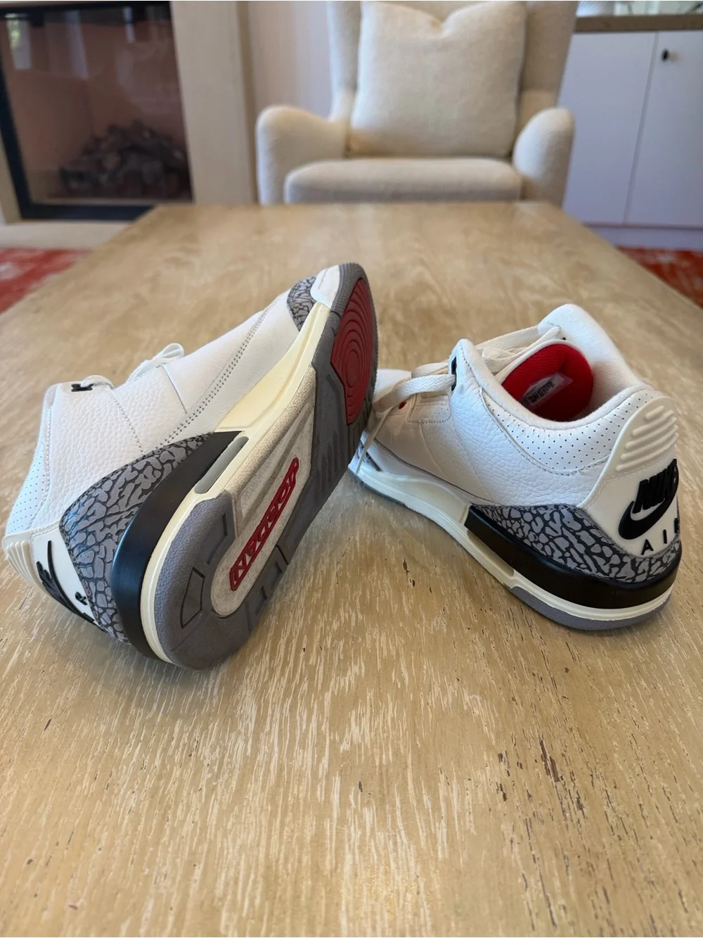 Nike Air Jordan 3 Retro Kids Sneakers - White/Black/Grey-EUC-6Y